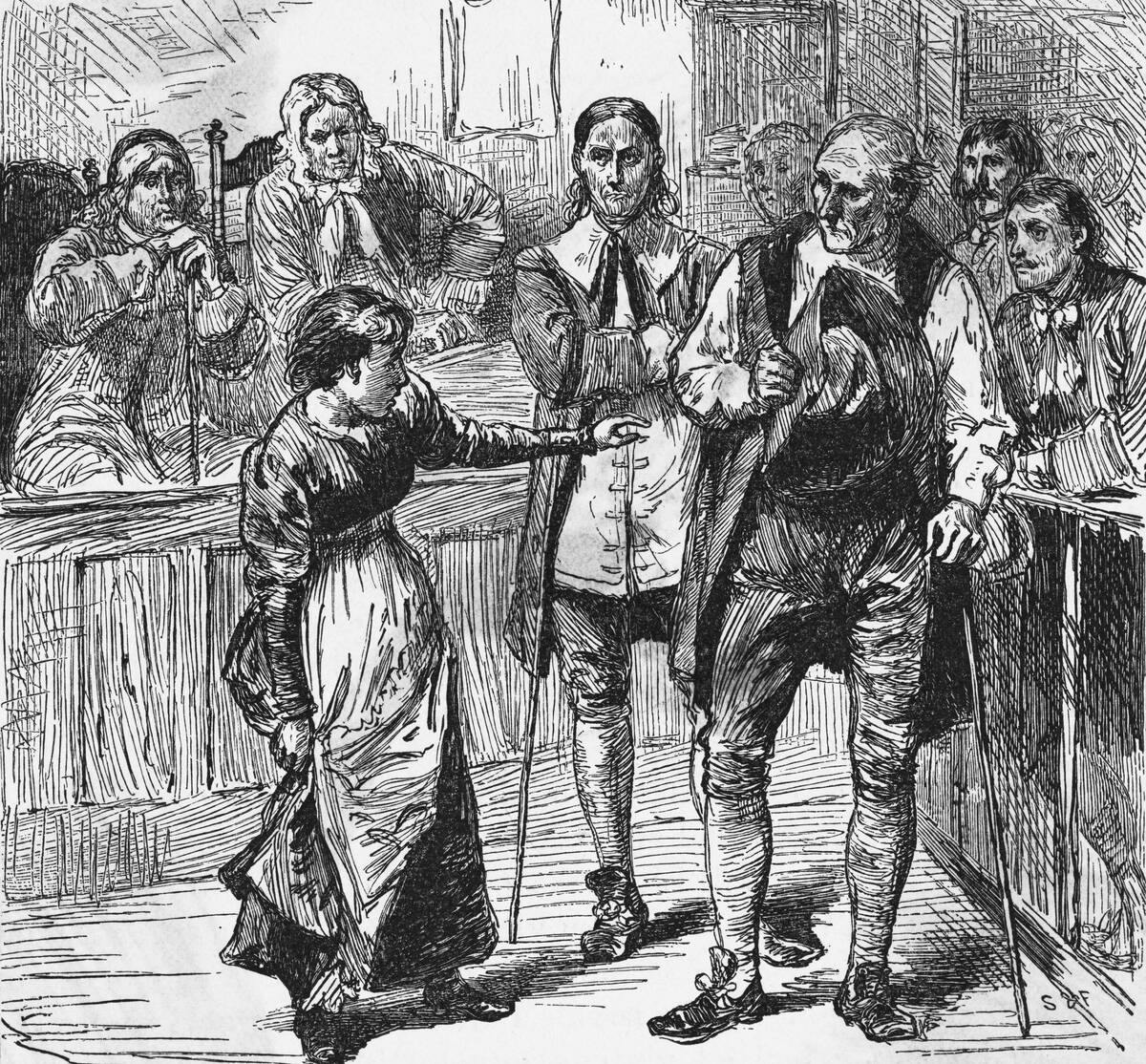 Young Woman Holding Her Dress While Speaking in Courtroom