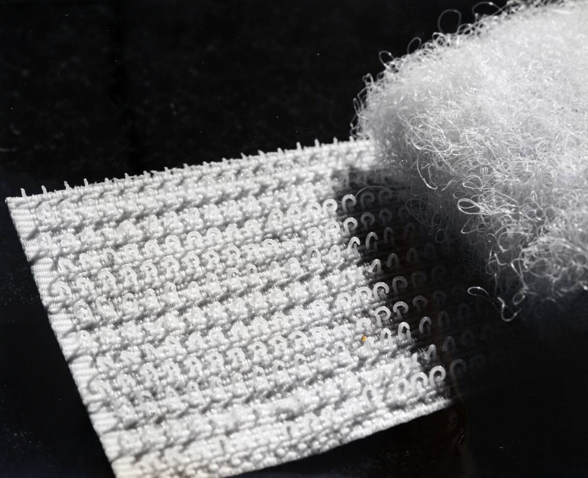 A close-up view of a hook-and-loop fastener.