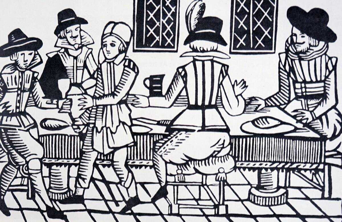 A medieval dinner scene.