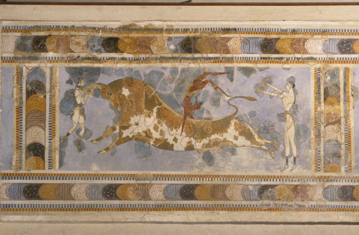 Bull-Leaping (from the Palace Complex of Knossos). Artist: Bronze Age culture