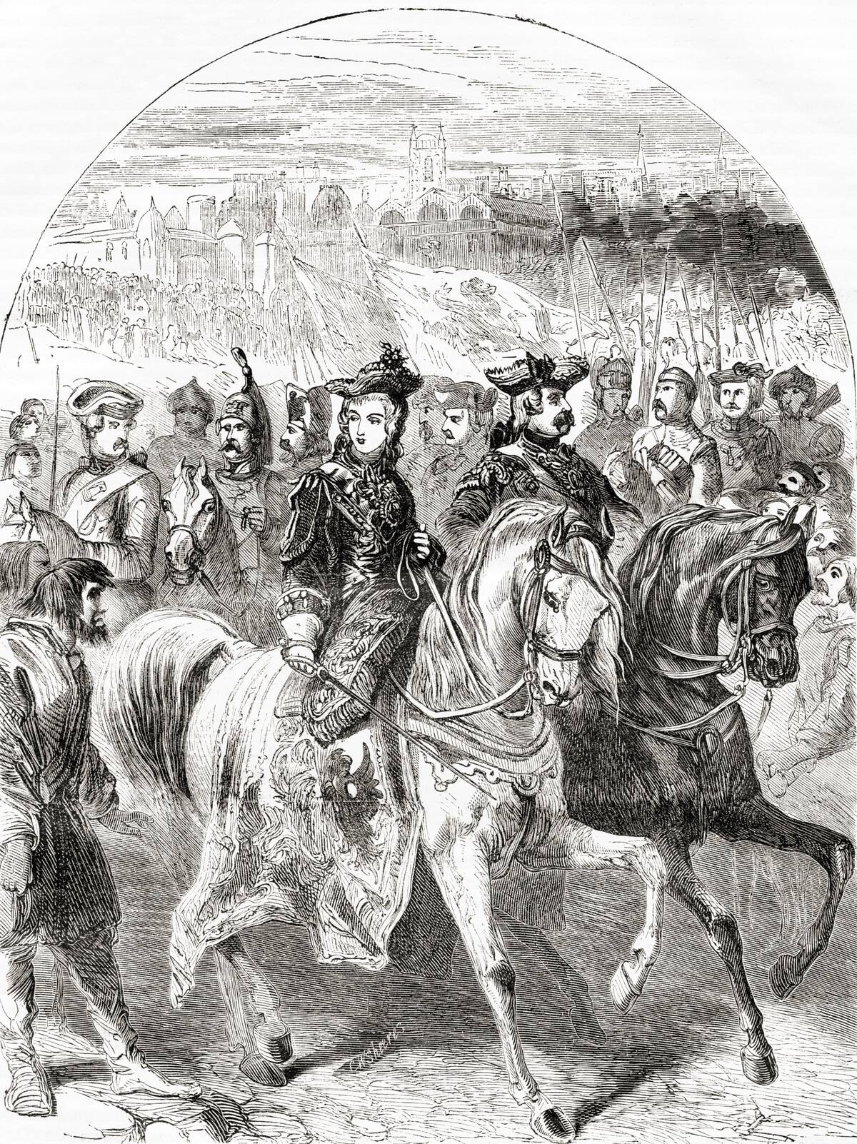 Catherine II supported by the army at saint Petersburg, Russia in 1762 during the coup which overthrew her husband Peter III of Russia