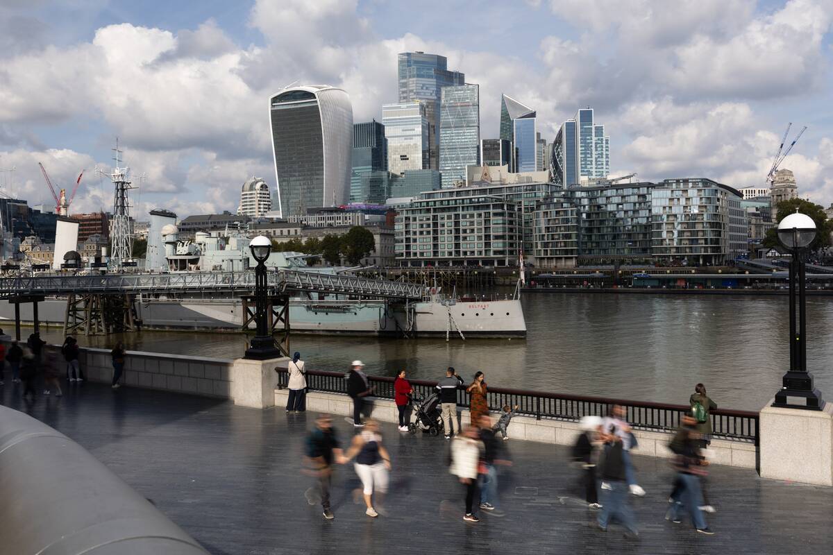 City Of London Square Mile Financial District As UK Chancellor Of The Exchequer Rachel Reeves Gives Conference Speech
