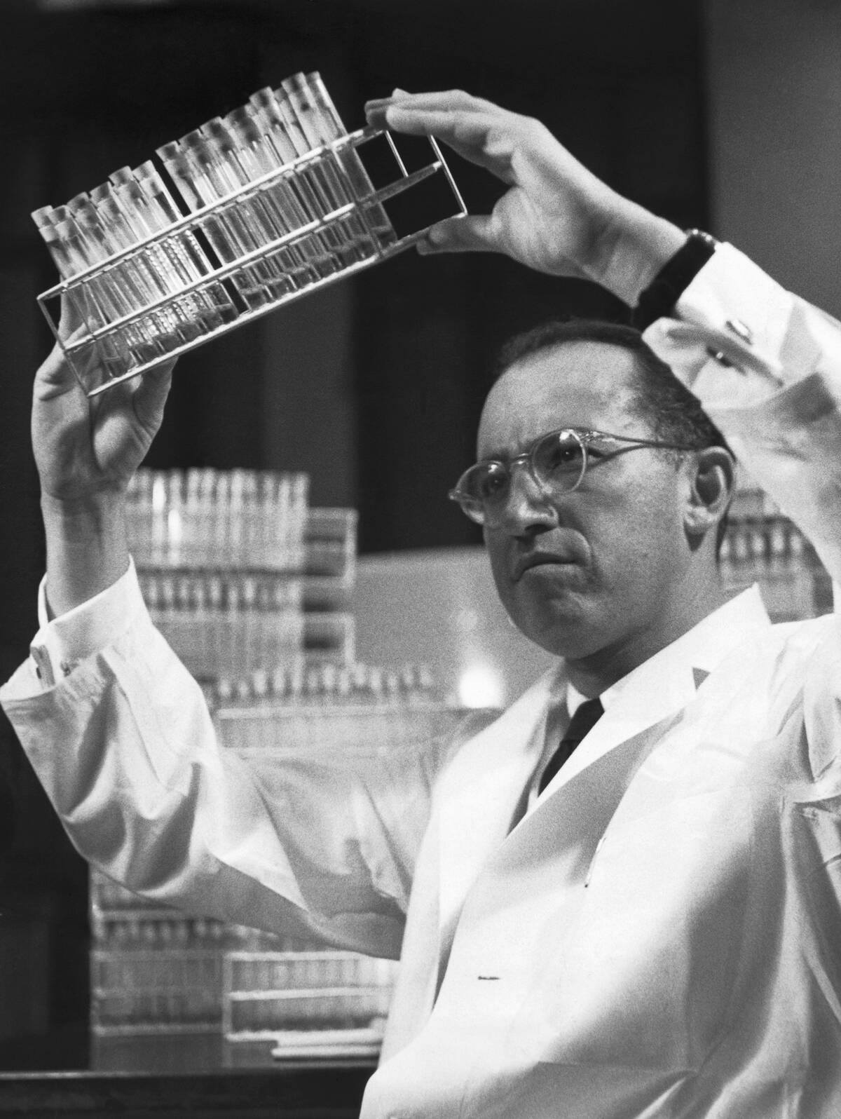 Dr. Jonas Salk in Laboratory