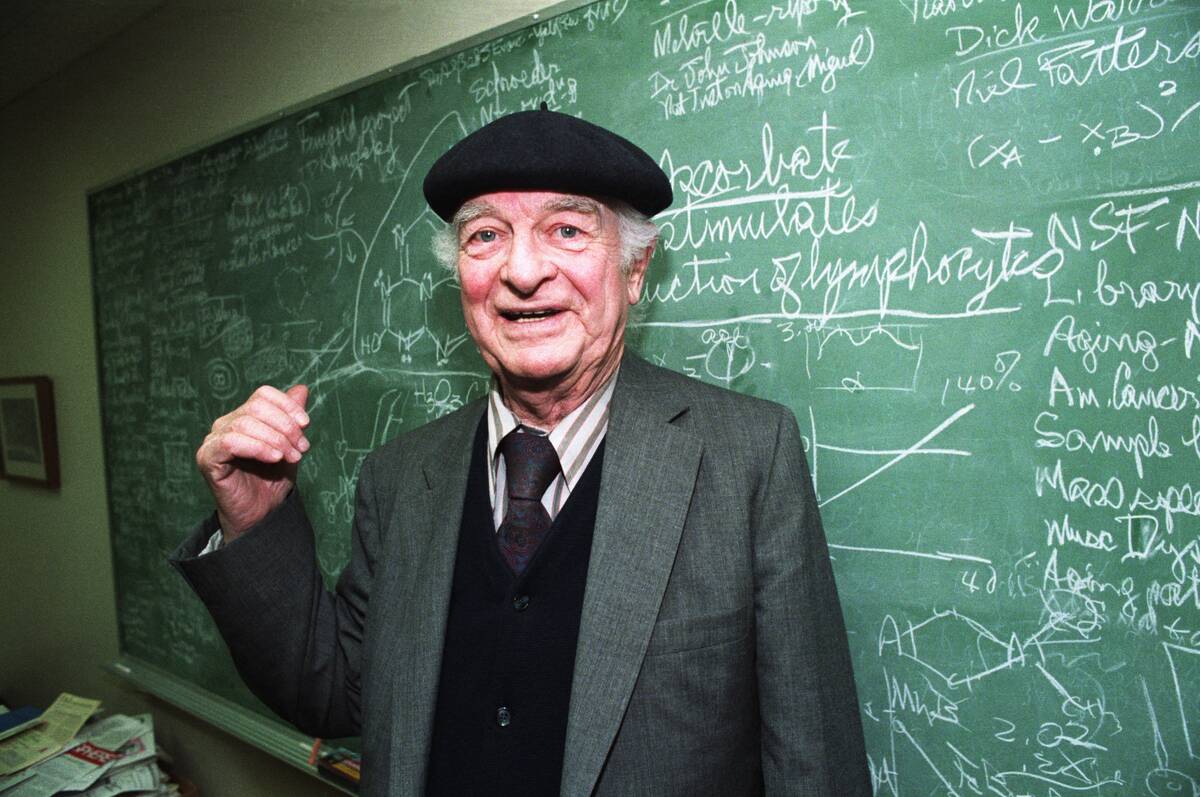 Dr. Linus Pauling at the Chalk Board