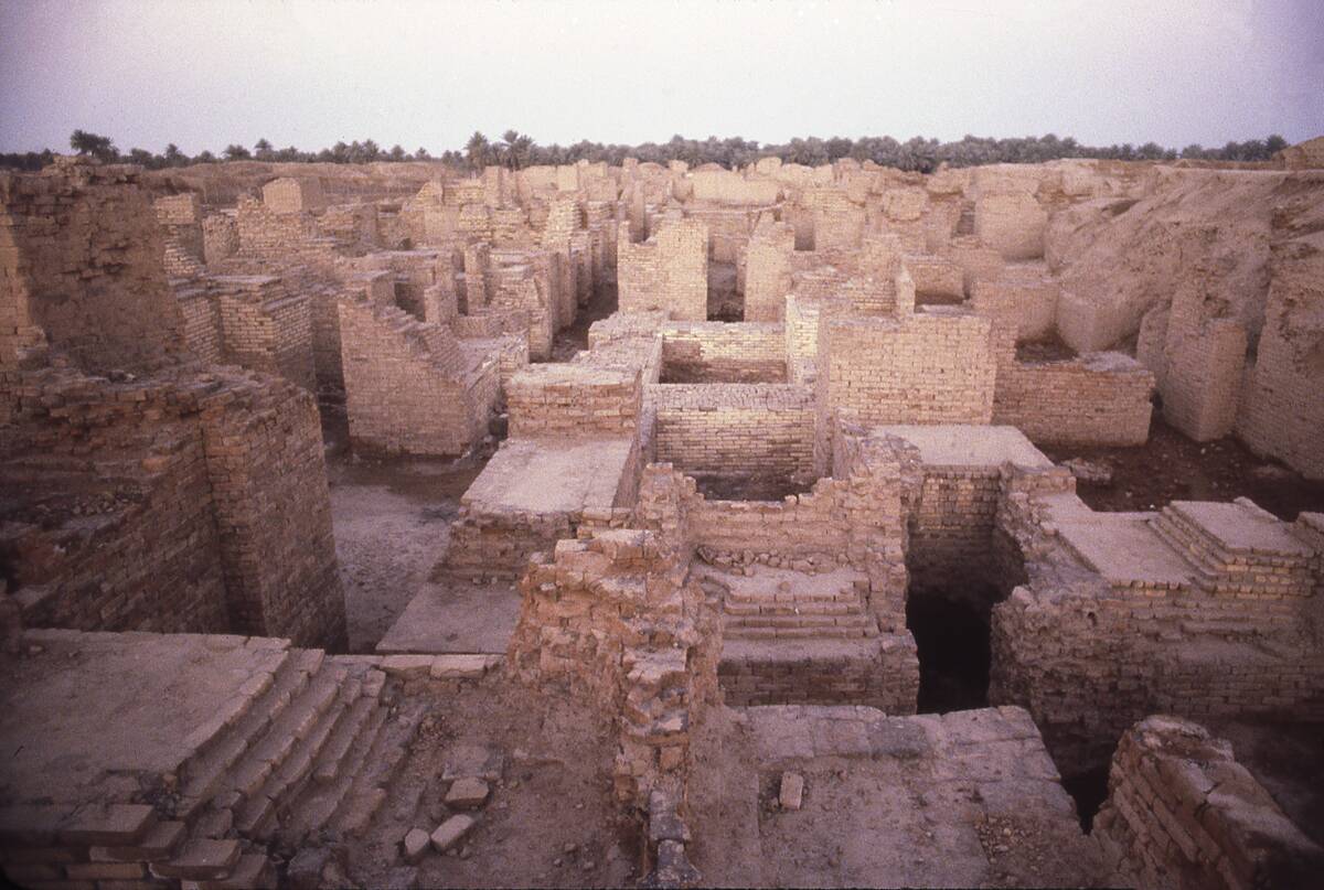 Excavated Ruins of Ancient City of Babylon in Mesopotamia Iraq