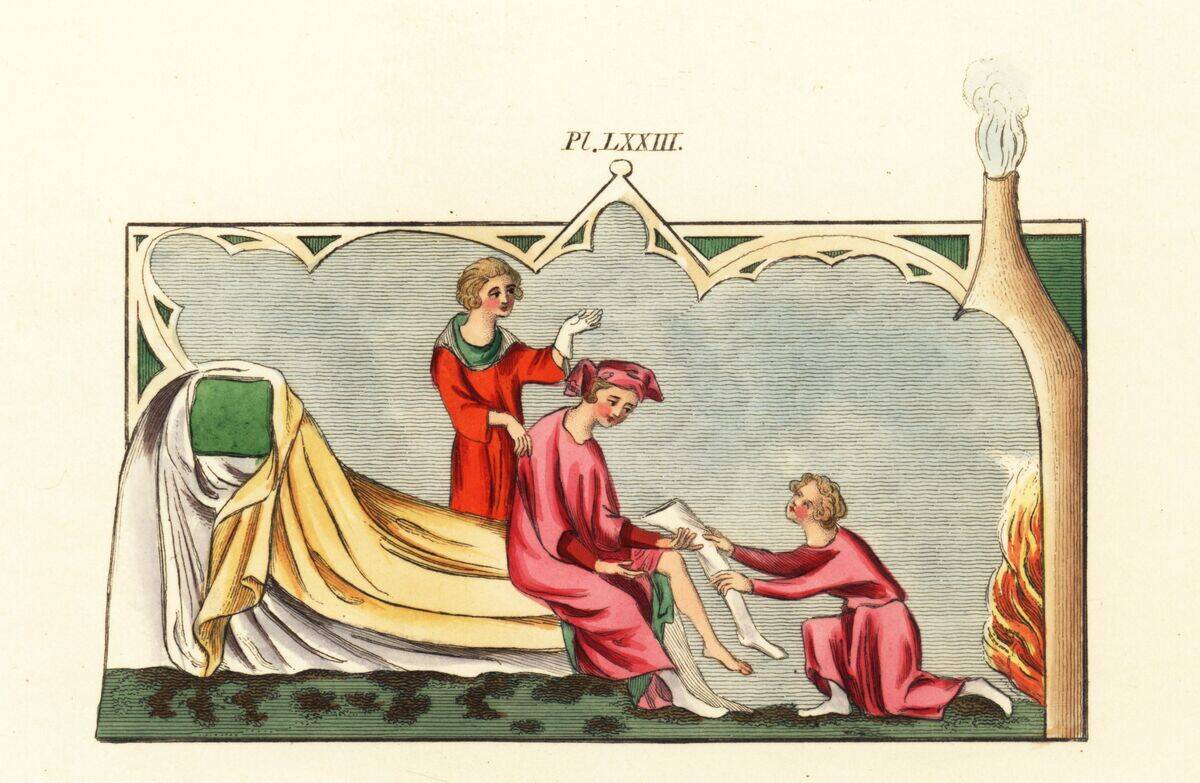 Gentleman getting dressed in his bedroom