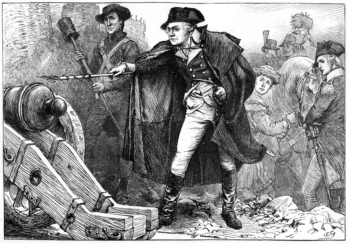 George Washington at the siege of Yorktown, Virginia, 1781 (c1880).