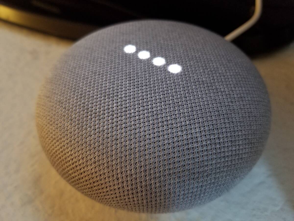 Close-up of a Google Home Mini