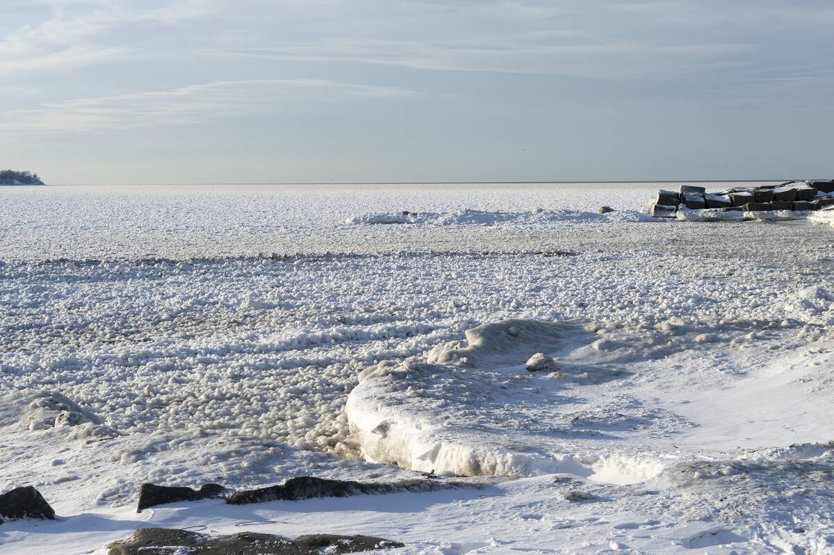 Ice covers Lake Erie After Winter Storm Hercules