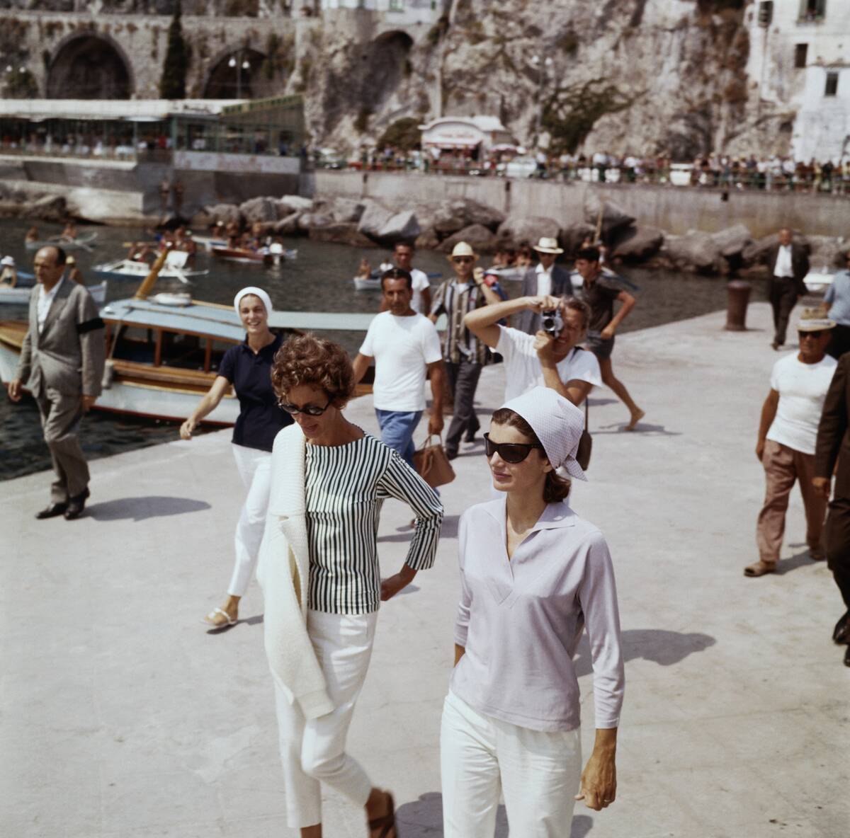 Jackie Kennedy Walking on Pier