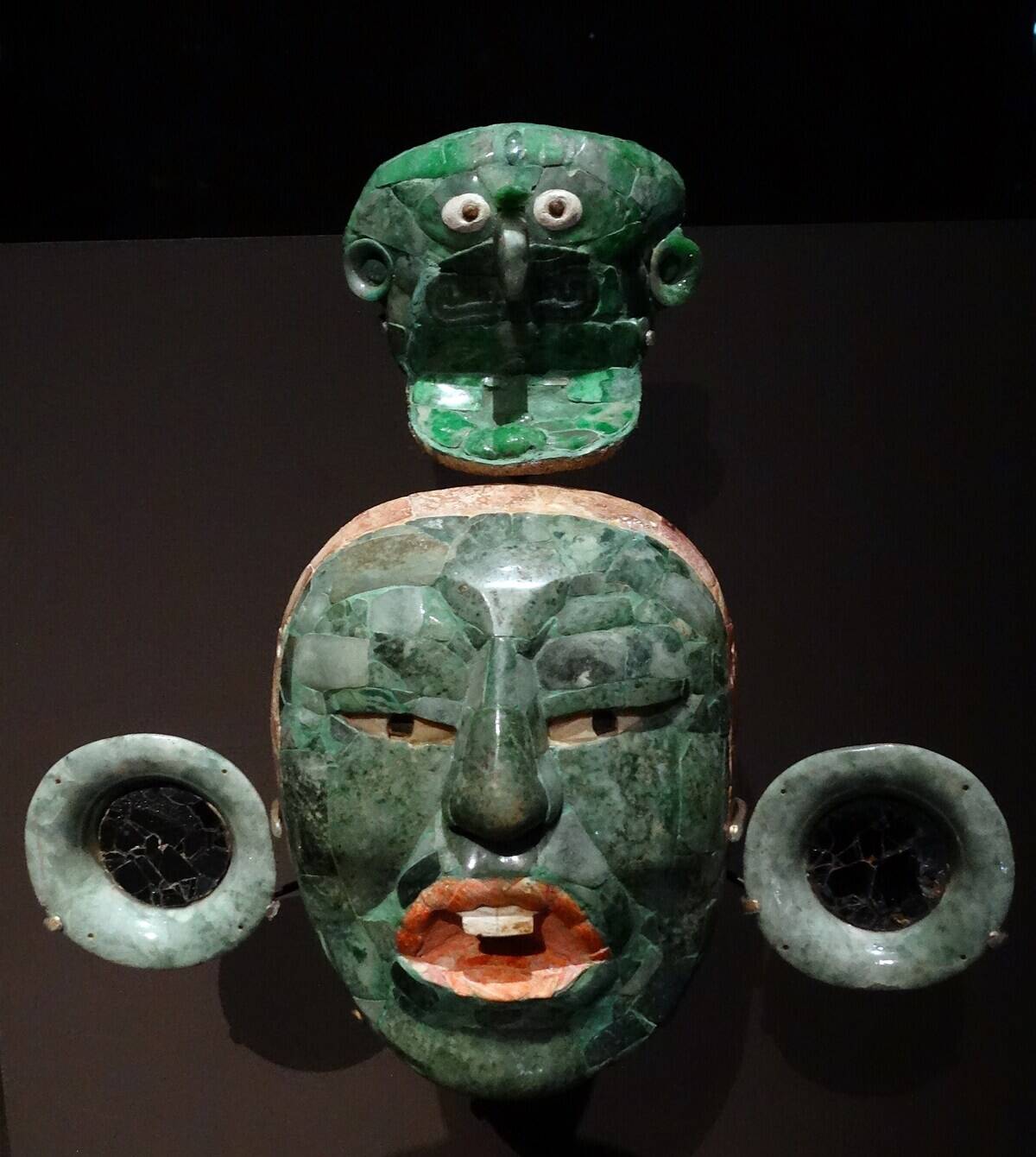 Jade funerary mask from Campeche, Mexico.