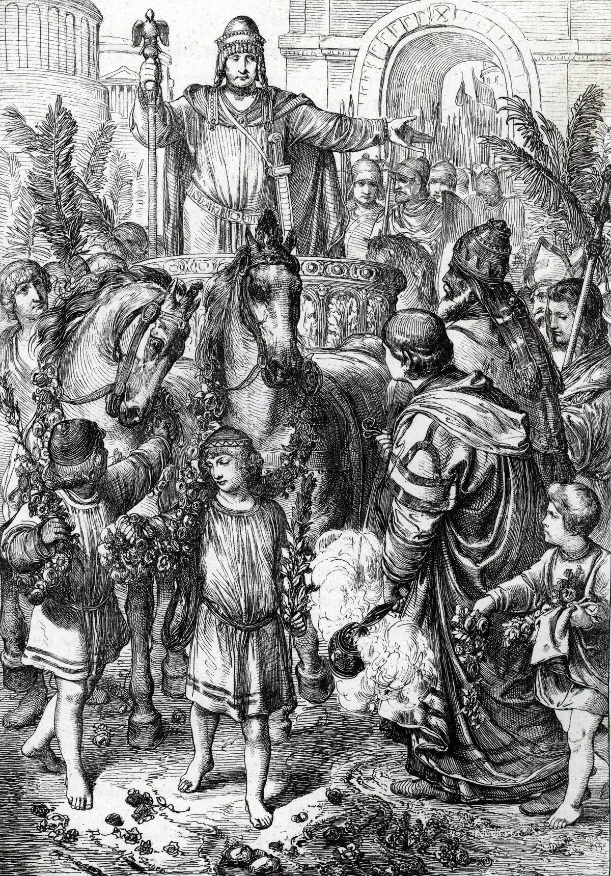 King of ostrogoths and ruler of Italy Theoderic the Great visiting Rome