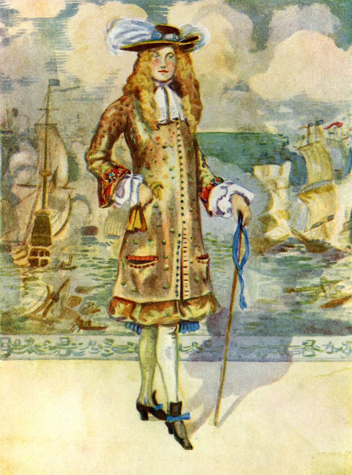 Man 's costume in reign of the Charles II (1660-1685)