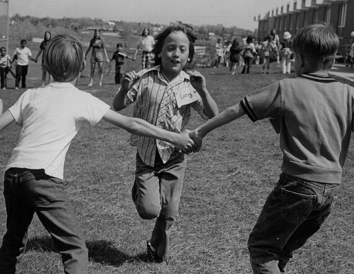 MAY 18 1973, MAY 26 1973, JUN 13 1973; Larry Westerdahl, 8, of Loyola Grade School Runs Toward Line