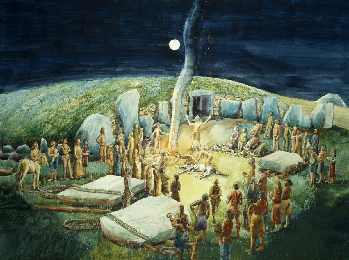 Neolithic Ceremony At West Kennet Long Barrow