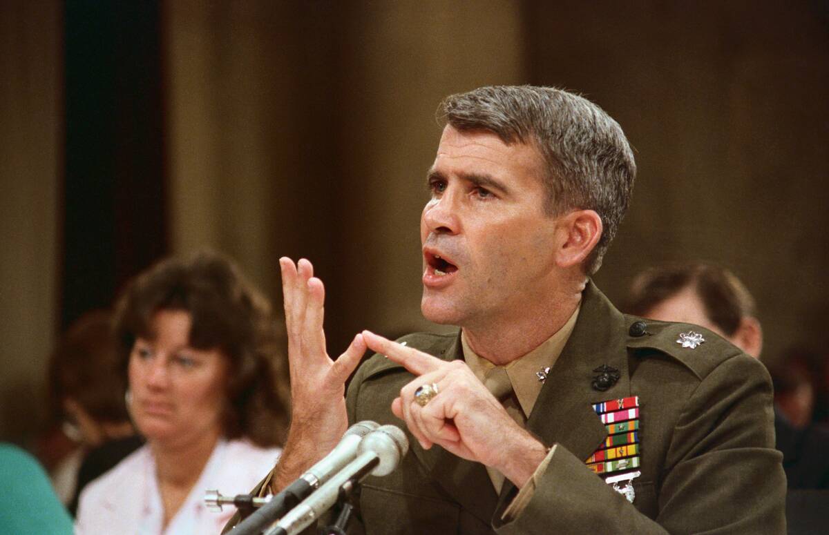 Oliver North Giving Testimony