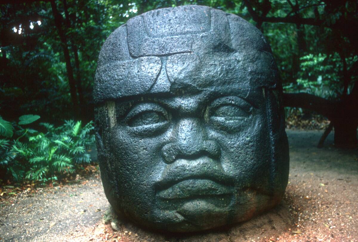 Olmec carved head from La Venta, Pre-Columbian, Central America, 1150-800 BC.