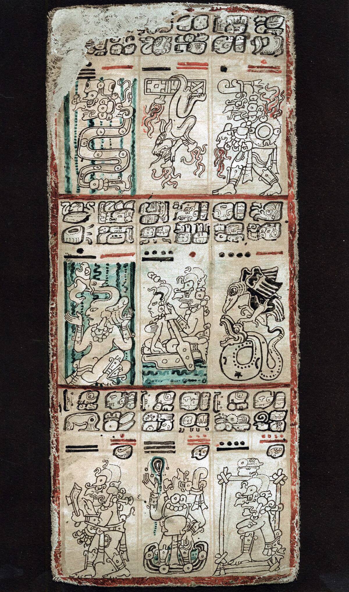 Page from the Dresden Codex, Maya manuscript.