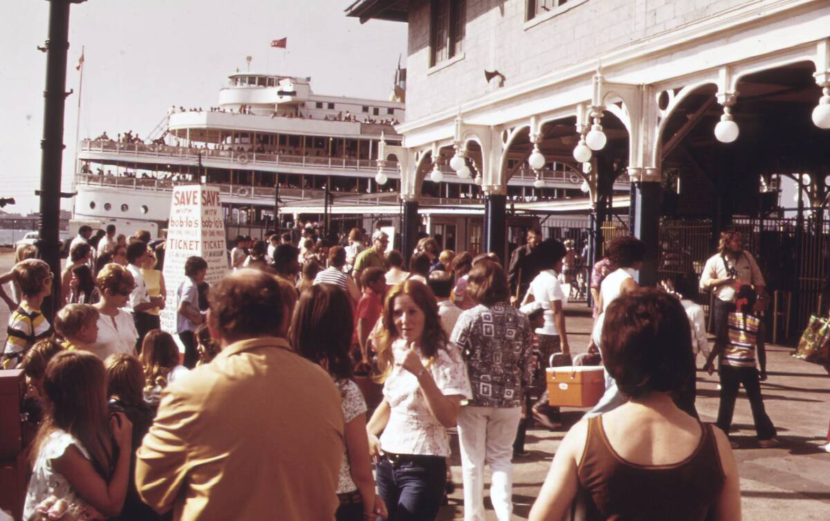 People boarding the S.S. St. Claire (built in 1910) for a day's outing at Boblo Island Amusement Park