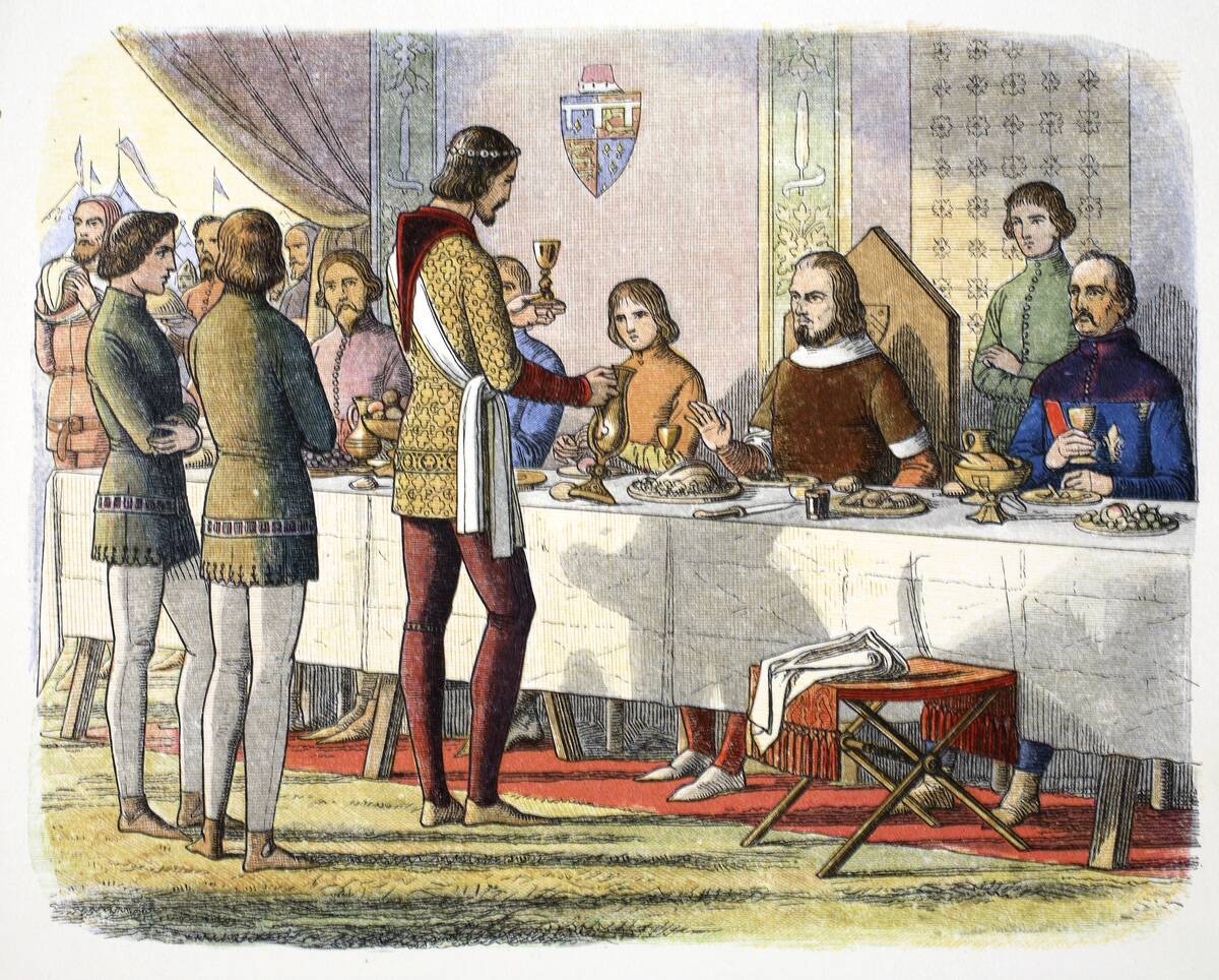 Prince Edward Serves John Of Artois At Table After Having Defeated Him At Poitiers 1356 (1864)