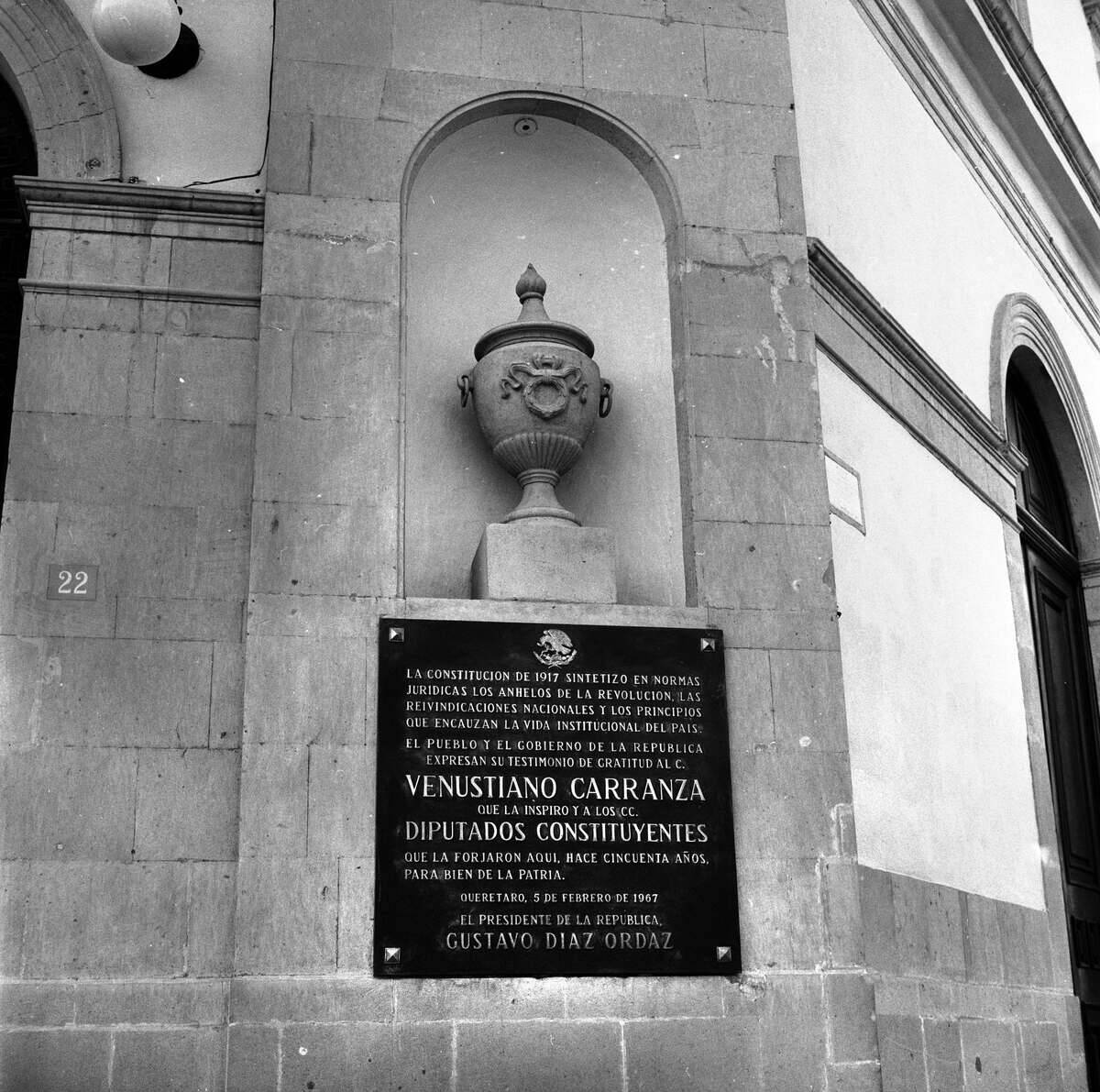Queretaro (Mexico). Slab reminding that the Consti