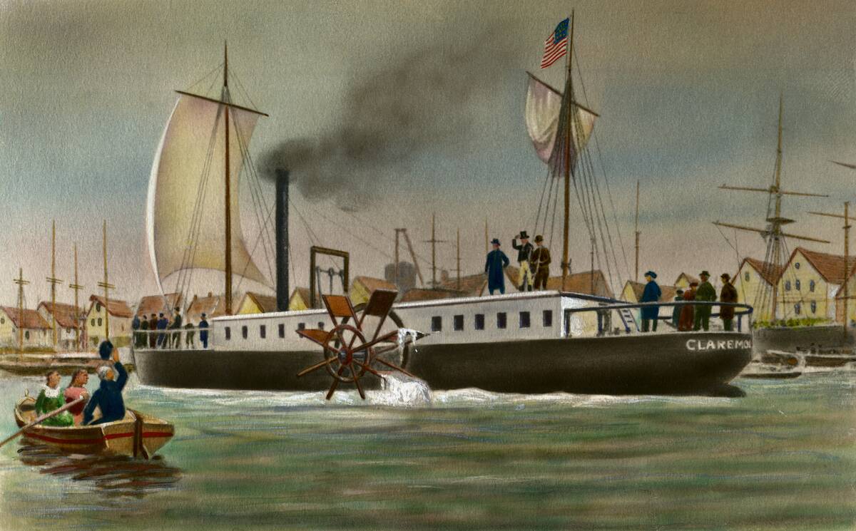 Robert Fulton's Ship on River