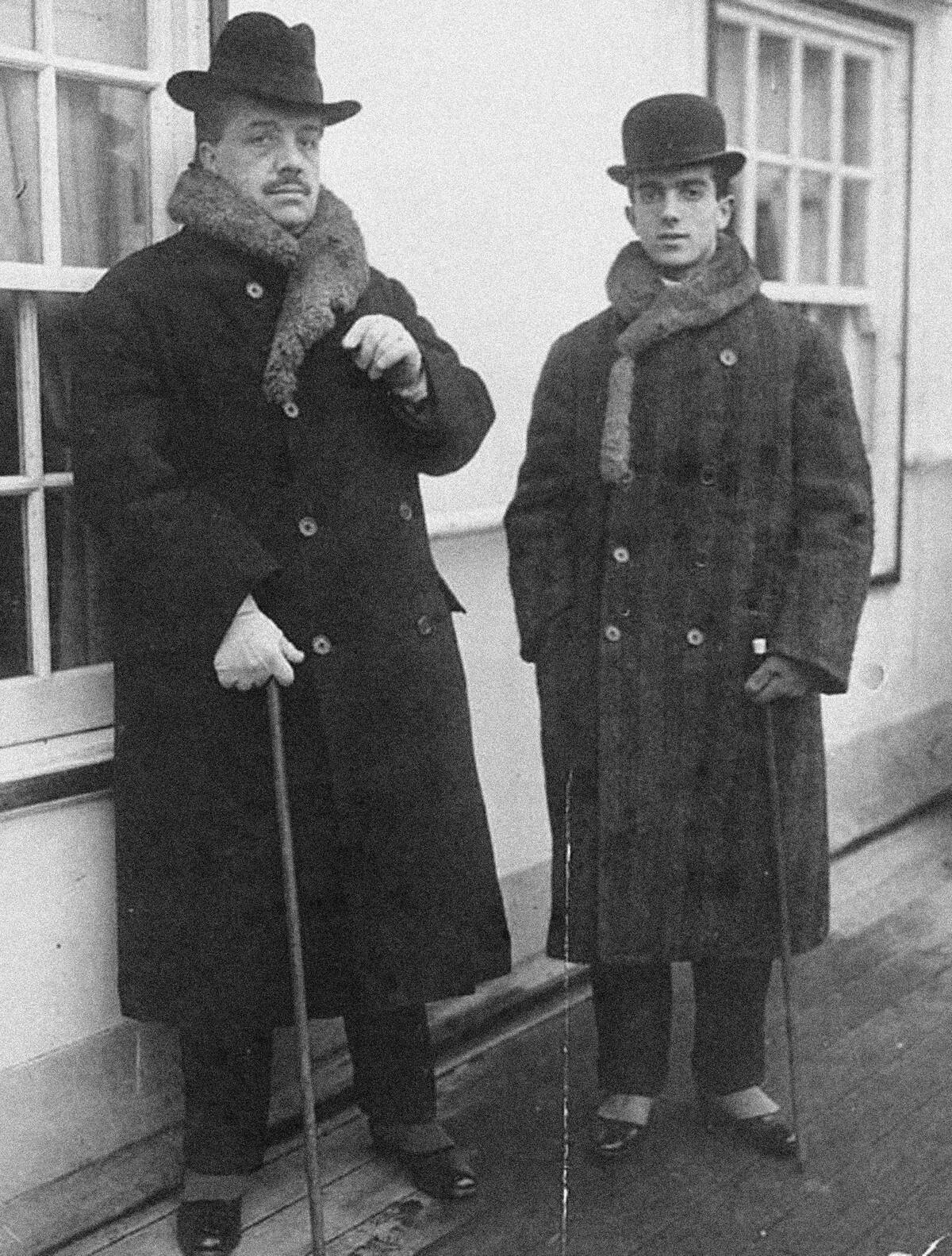 Serge Diaghilev and Léonide Massine. Artist: Anonymous