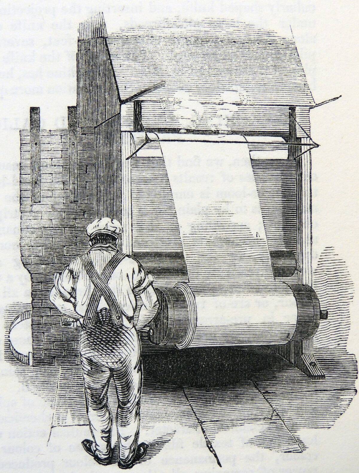 Singeing a length of cotton cloth