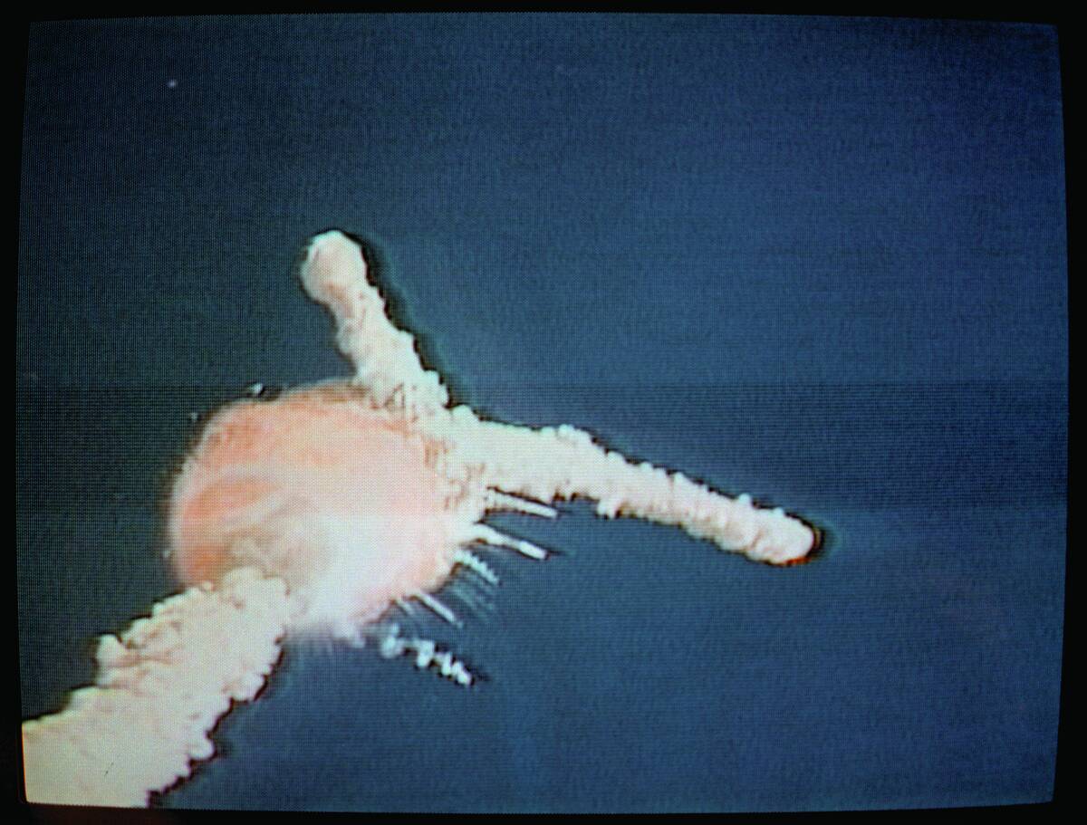 Space Shuttle Challenger Exploding in Flight