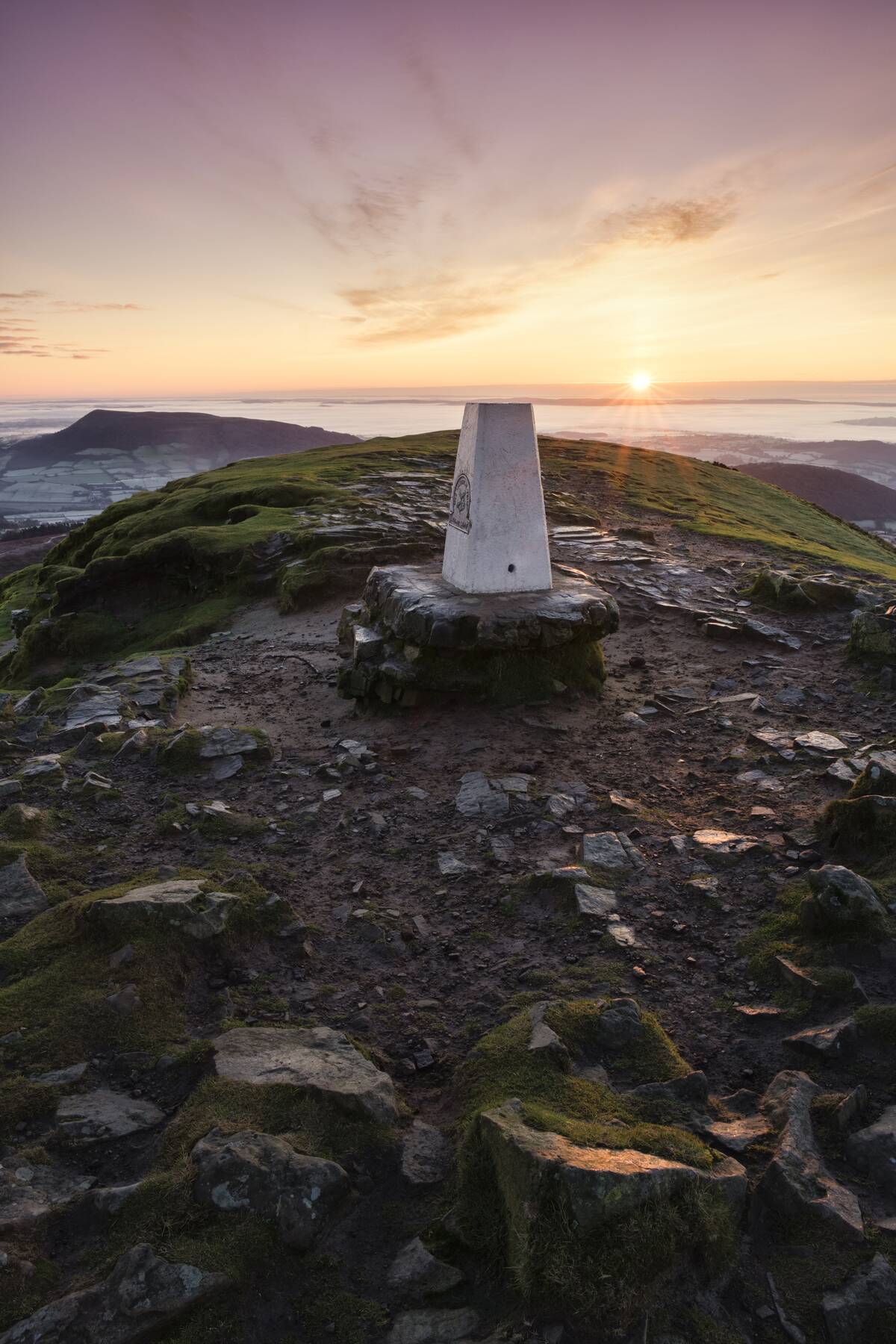 Sunrise at the top of the Sugar Loaf mountain near Abergavenny