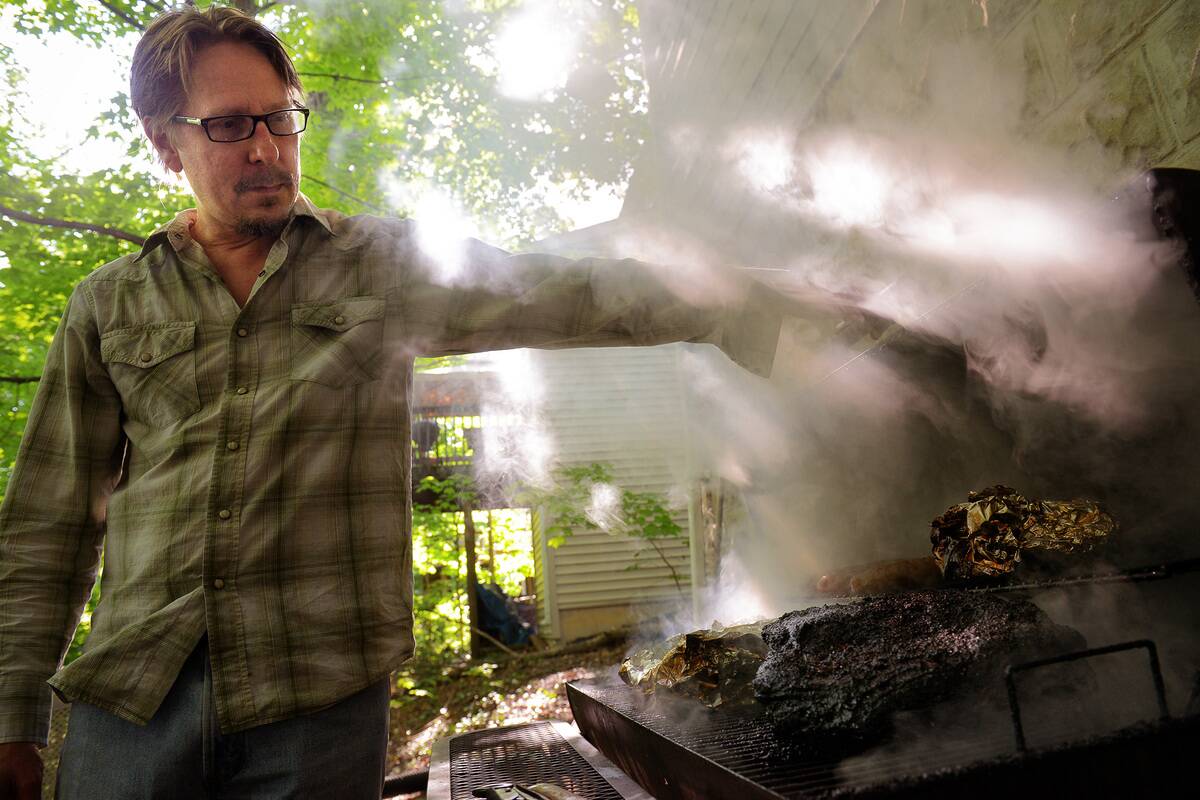 Texas-style barbecue party with smoked brisket, ribs and sausage in Takoma Park, MD.