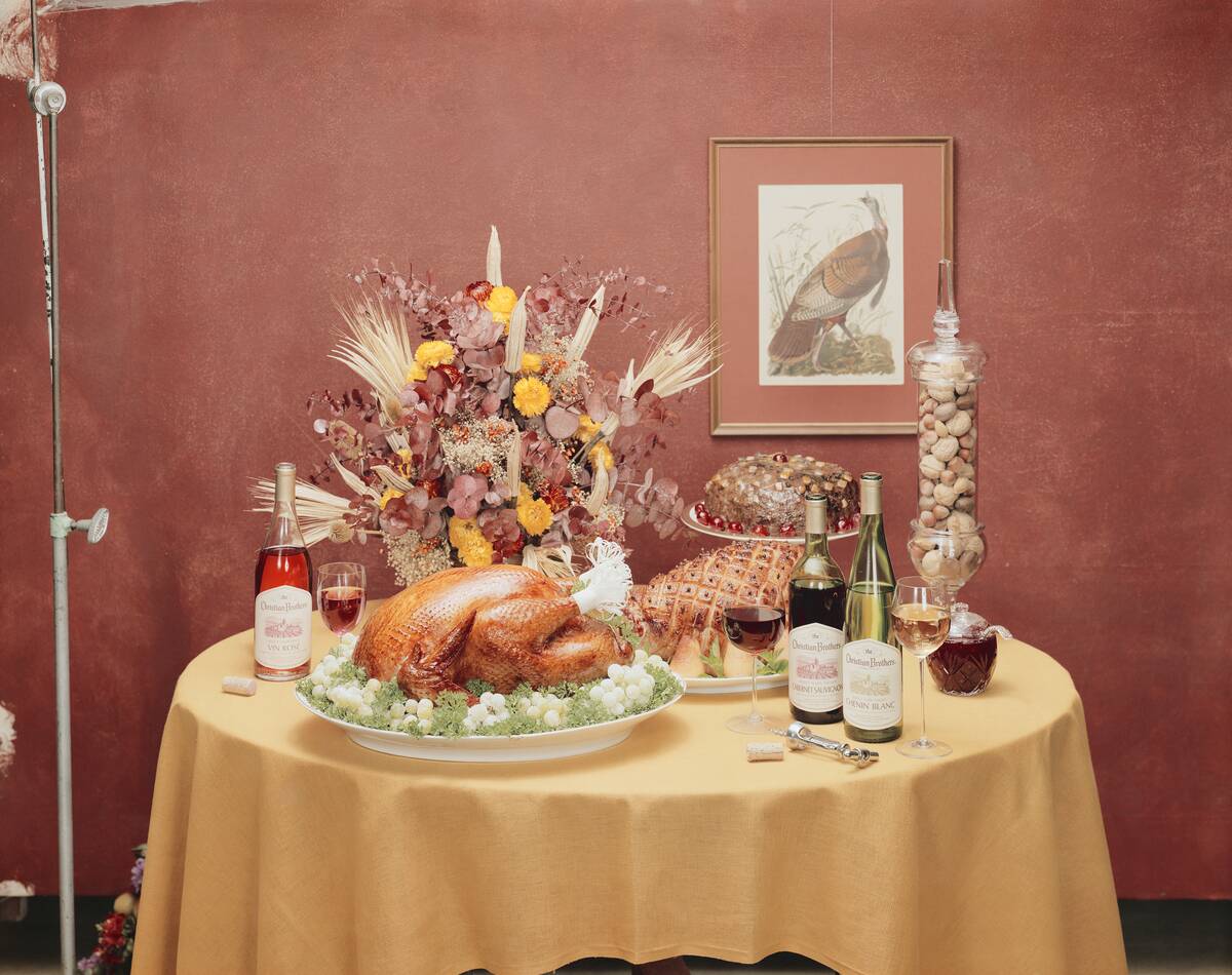 Thanksgiving dinner set on table