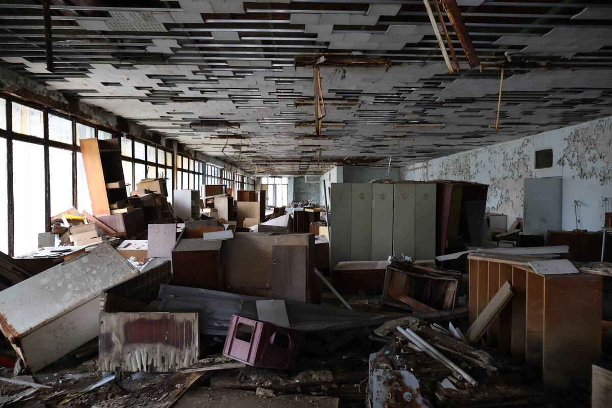 The Evacuated And Devastated City Of Prypiat Near Chornobyl Nuclear Power Plant