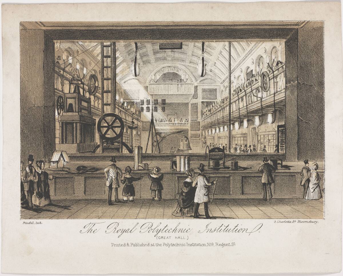 The Great Hall of the Royal Polytechnic Institution, London, c 1838.