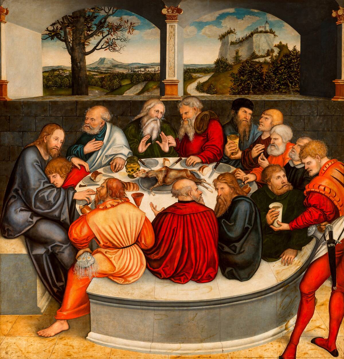 The Last Supper (With Luther Amongst The Apostles) Reformation Altarpiece 1539-1543