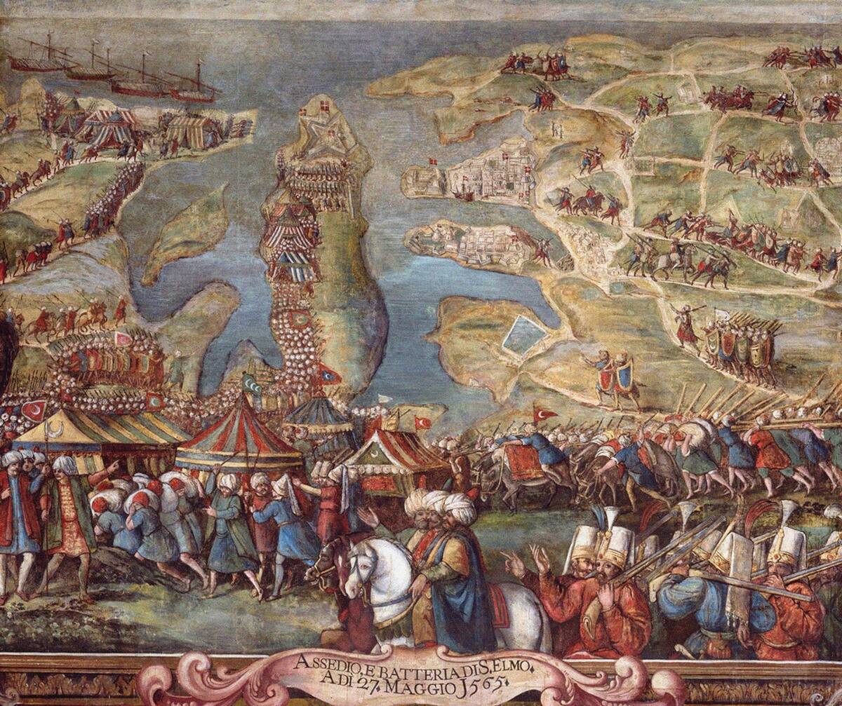 The siege of Malta. Detail. Found in the collection of the Palace of the Grand Master, Valletta.