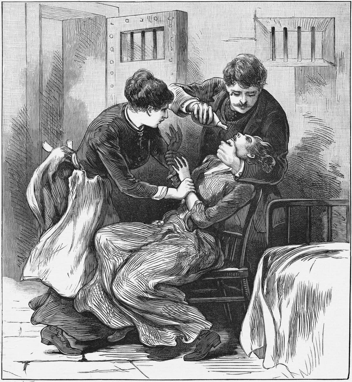 They Have to Force Her to Eat Newspaper Illustration