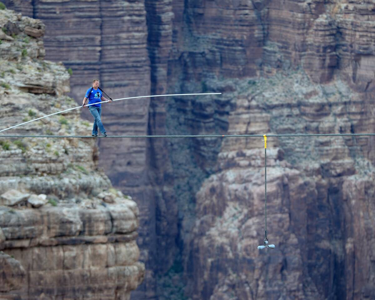 Tightrope Walker Nik Wallenda Walks Across The Grand Canyon