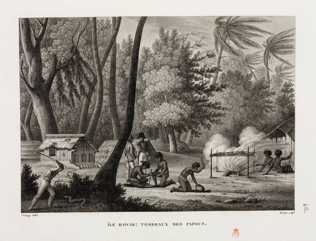 Tombs of the Papuans, Island of Rawak, 1817-1820.