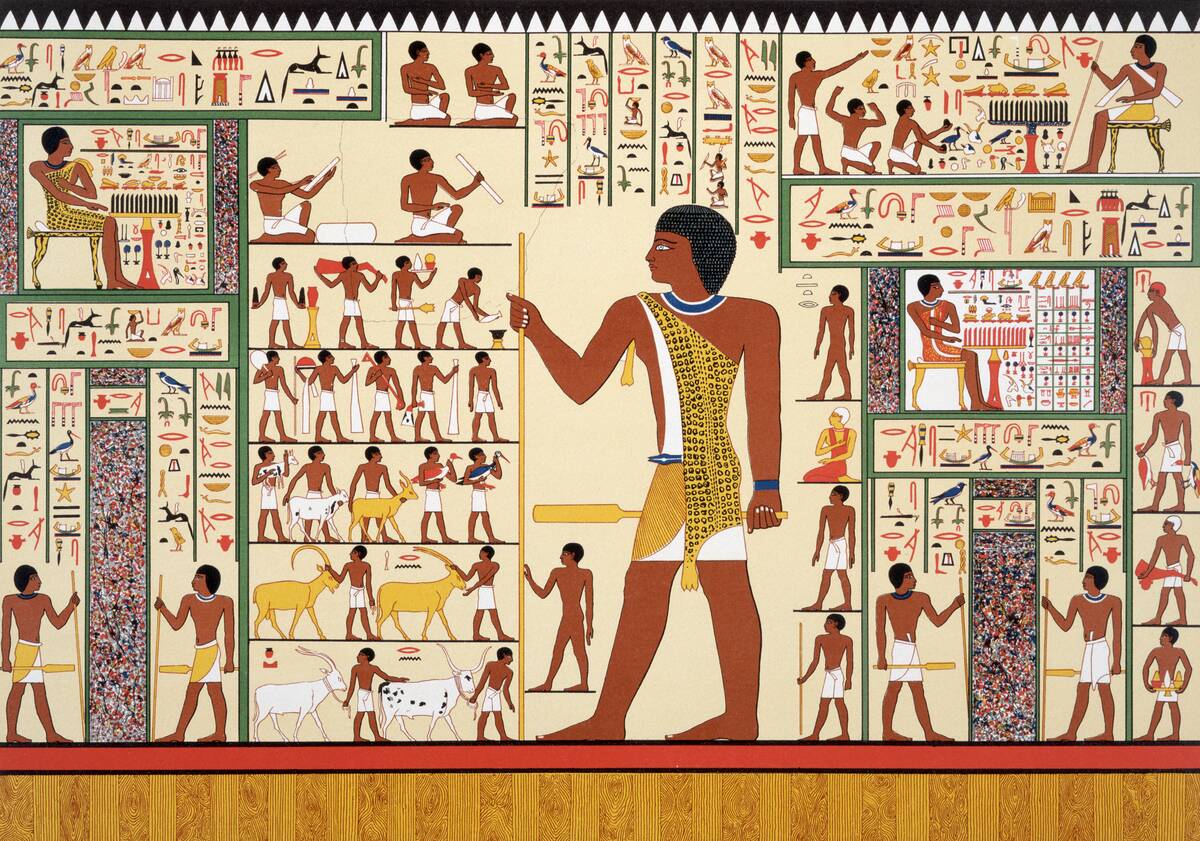 Wall Painting with Egyptian Hieroglyphics from Tomb 24, Giza