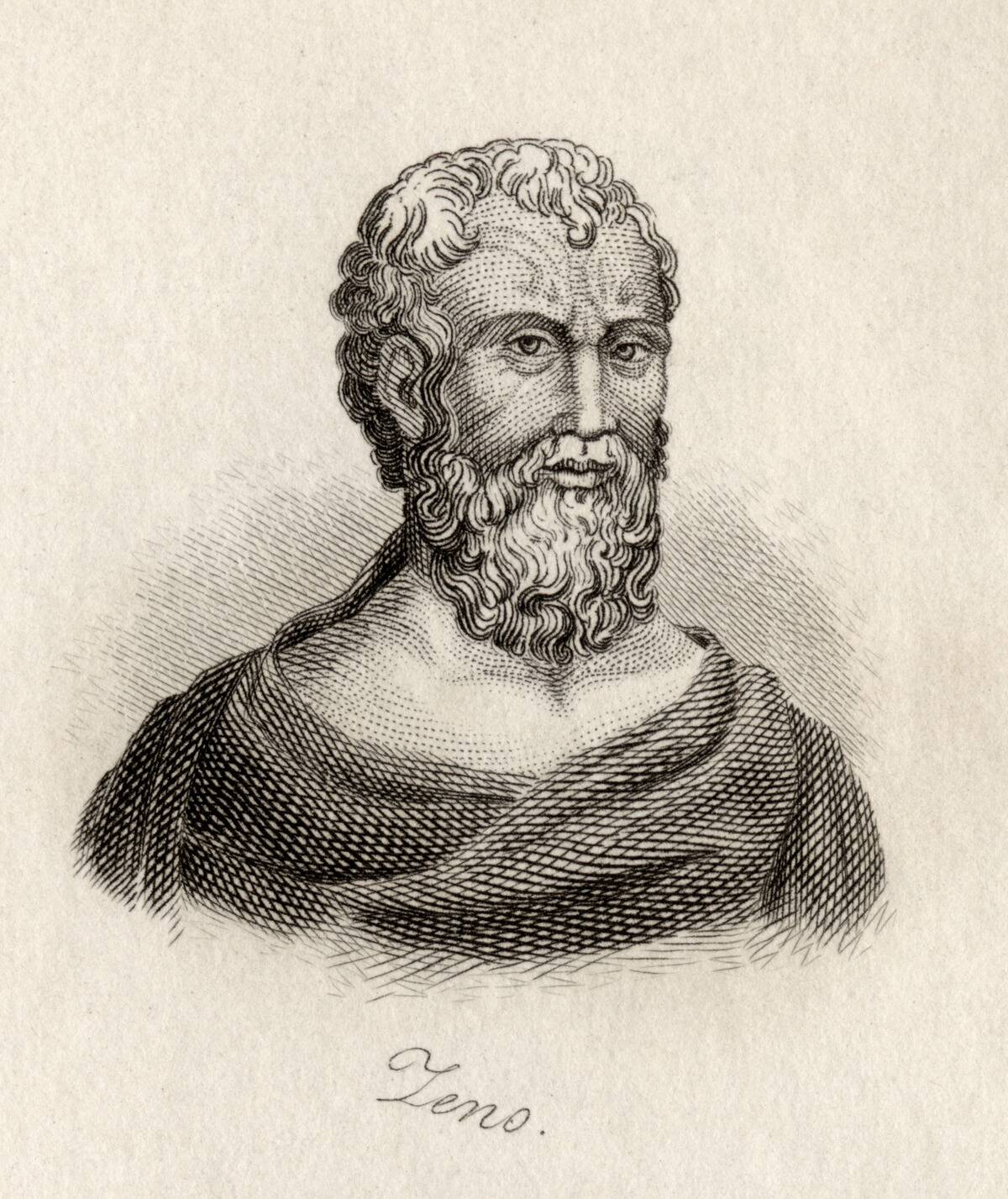 Zeno of Citium, 336-264. Philosopher from Cyprus. Founder of the philosophiocal school that is known as Stoicism or the Stoa.Engraved by J.W.Cook.