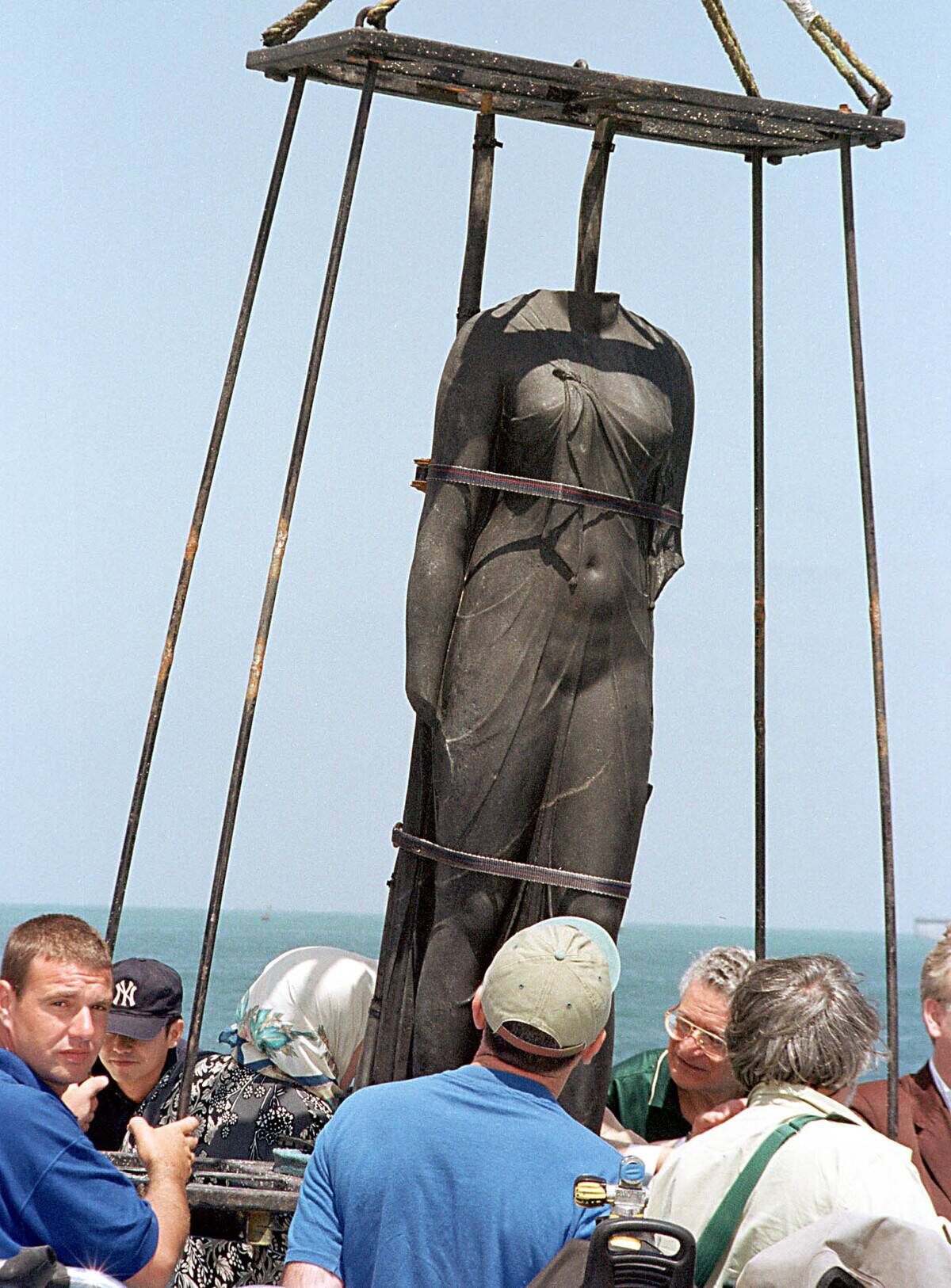 A 300-kilogram and 2.25-meter tall stone torso of