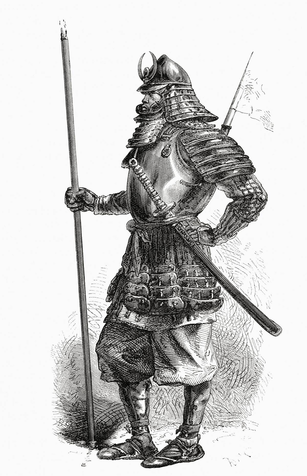 A Japanese Lancer From The Shogun's Troops