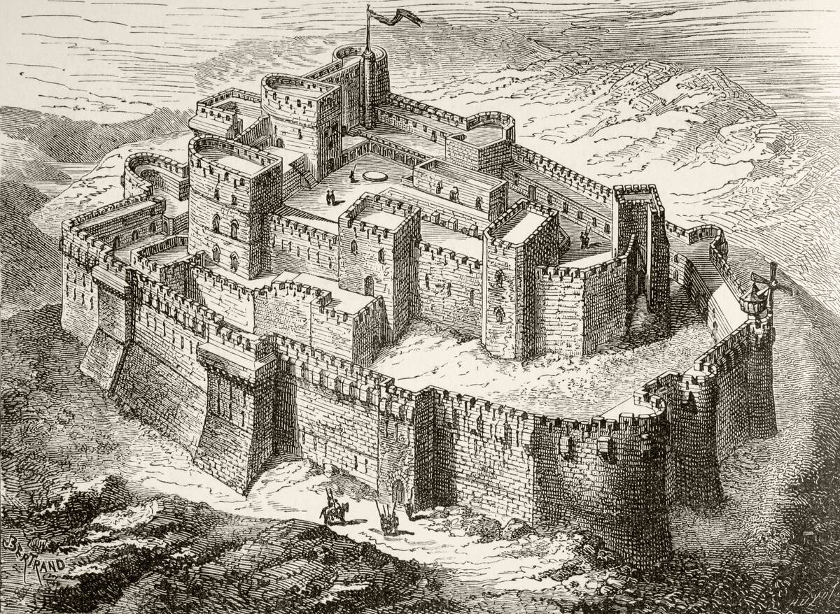 Artist's Impression Of Krak Or Crac Des Chevaliers Crusader Castle