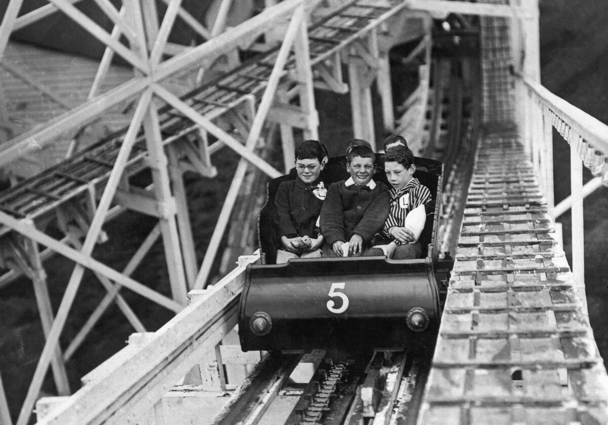 Boys Excited on Roller Coaster