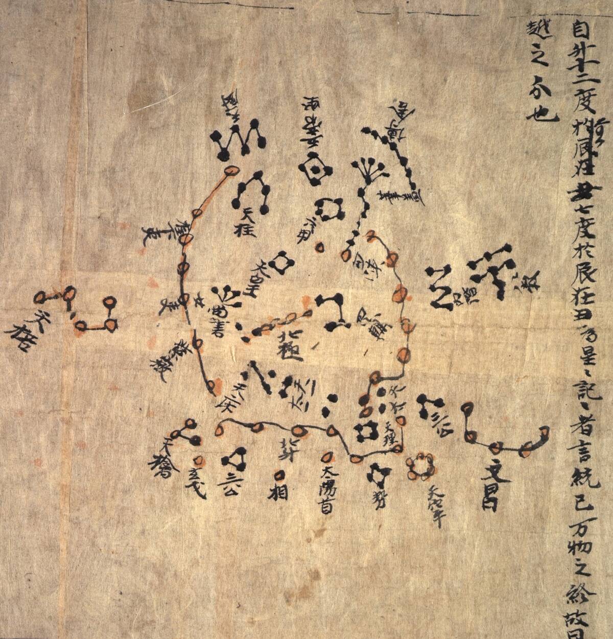 Chinese Scroll Map Depicting The Night Sky Seen From Northern Hemisphere
