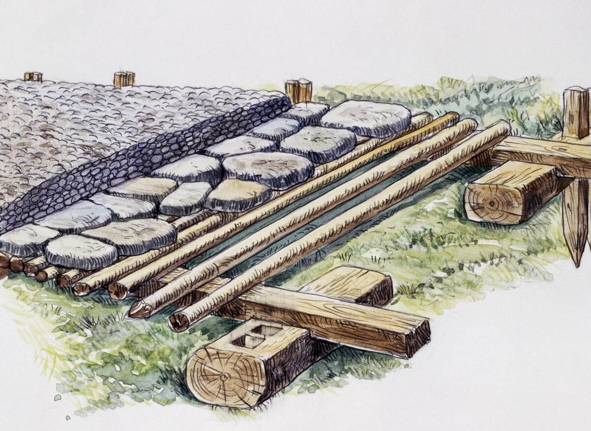 Construction of a Roman road...