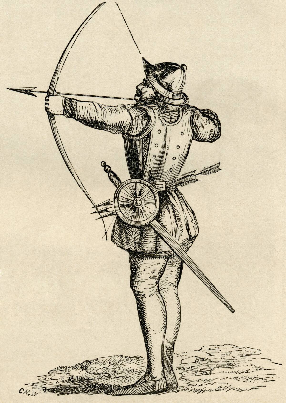 English Archer Shooting Longbow