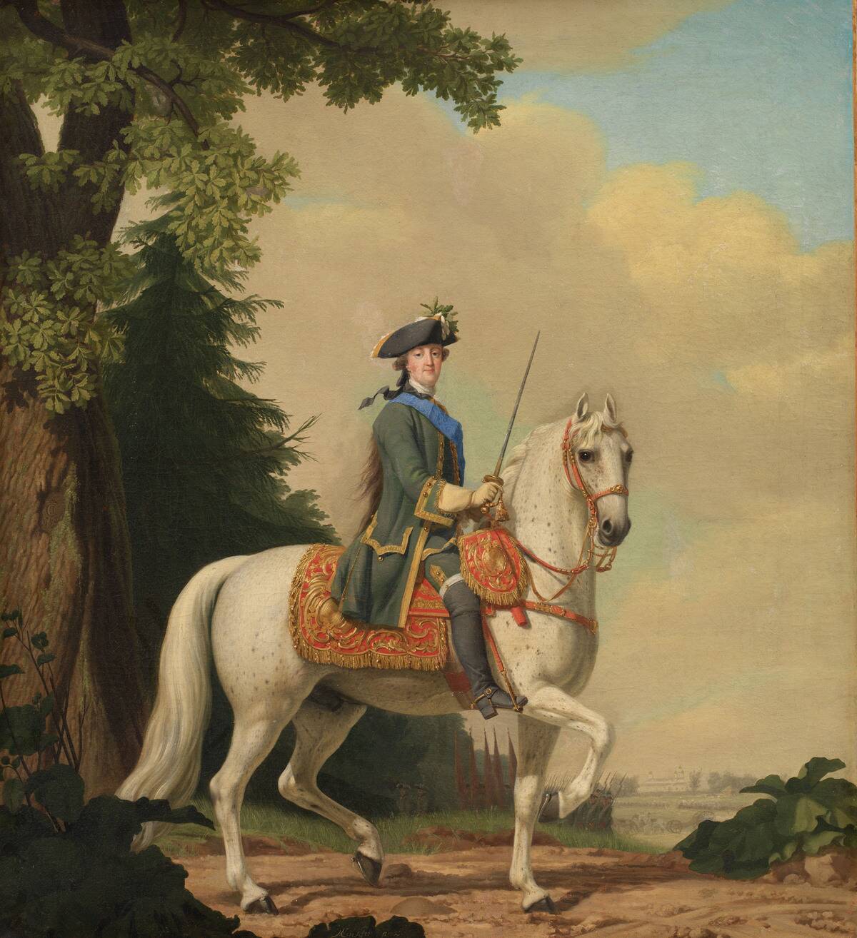 Equestrian Portrait Of Catherine Ii (1729-1796) In Guards Uniform On Her Horse Brilliant