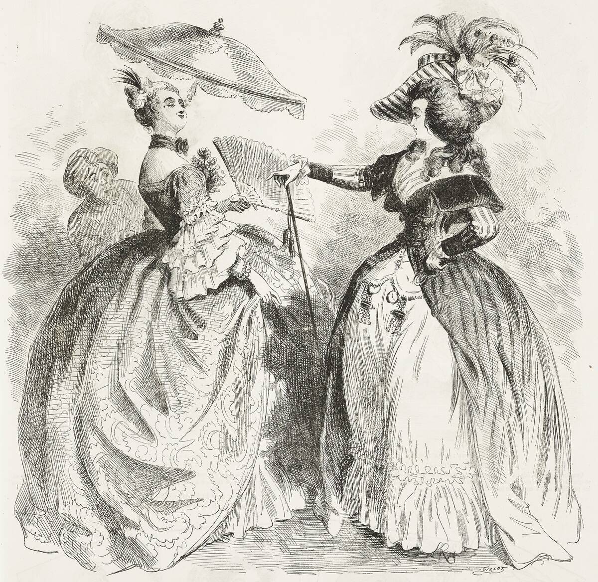Fashion from 1600-1861, illustration by E Marcelin